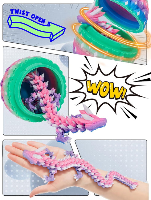 YILCER 3D 3D Printed Dragon Eggs Glow in The Dark Prefilled Easter Eggs with Dragon Toy for Basket Stuffers Printed