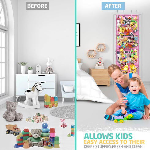 Over Door Organizer for Stuffed Animals - Easy Installation Hanging Storage for Toys and Baby Accessories