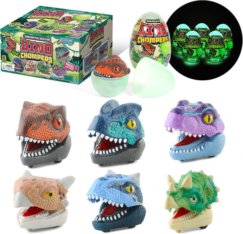 DINOBROS Dinosaur Surprise Egg Toys 6 Pack Dino Eggs with Pull Back