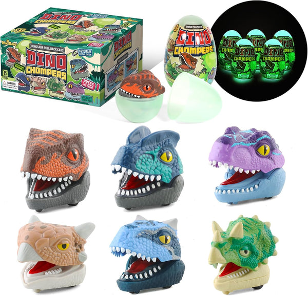 DINOBROS Dinosaur Surprise Egg Toys 6 Pack Dino Eggs with Pull Back