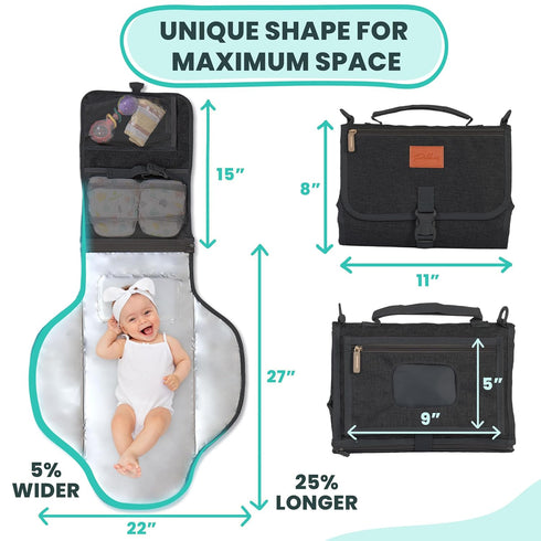 Portable Changing Pad for Newborns, Travel Diaper Changing Pad - Waterproof, Foldable & Detachable Diaper Changing