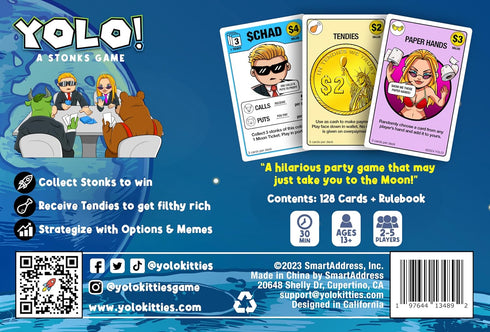YOLO! WSB Edition Card Game - Hilarious Stonks, Memes & Infinite Tendies for 2-5 Players, Ages 13+, 30 Minutes