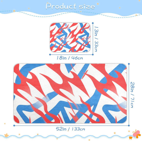 SyXIOP 28" 52" Red Blue White Geometric Cooling Baby Waterproof Crib Mattress Protector x Reusable Bed Pads Washable