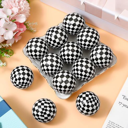 12 1.97'' Soulchen Pcs Race Cars Party Favors Stress Balls, Black and White Themed Sensory Fidget Toys Gifts for Kids