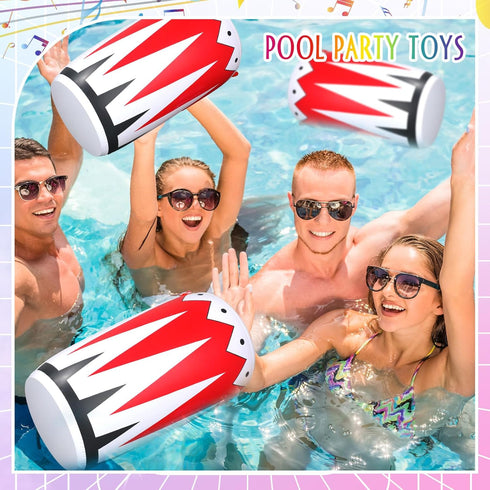 6 Pack Inflatable Instrument Toys - Drum Music Instruments Party Props Decorations for 80s 90s Rock and Roll Parties