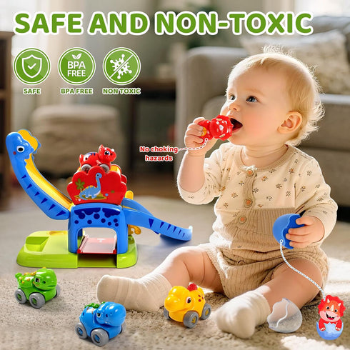 1 2 4 12-18 1st 1-3 Marstone Toddler Toys Year Old Boy Gifts: Dinosaur Slide with Animal Cars Educational Baby Toys