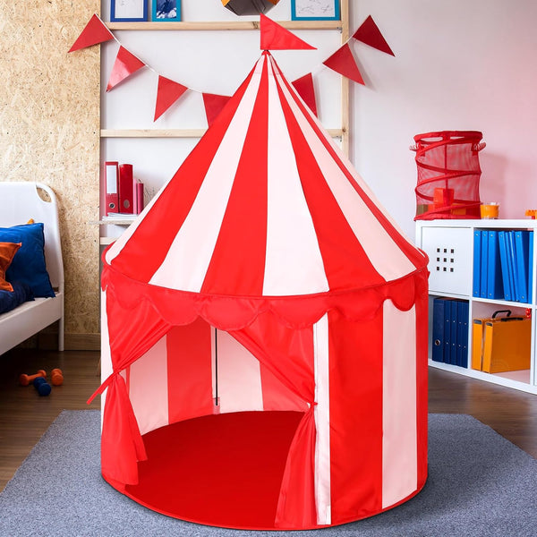 Circus Tent Red Floor, Large Playhouse Castle for Boys Girls, Indoor Outdoor Camping Activity Toys