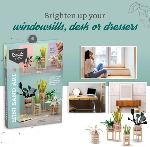 DIY Faux Plant Sand Art Kit - Creative Home Decor for Your Workspace