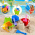HUUIDY 4 4-12 Beach Toys for Kids, Sand Toys with Sand Buckets and Shovels for Kids, Sand Castle Building Kit with Mesh