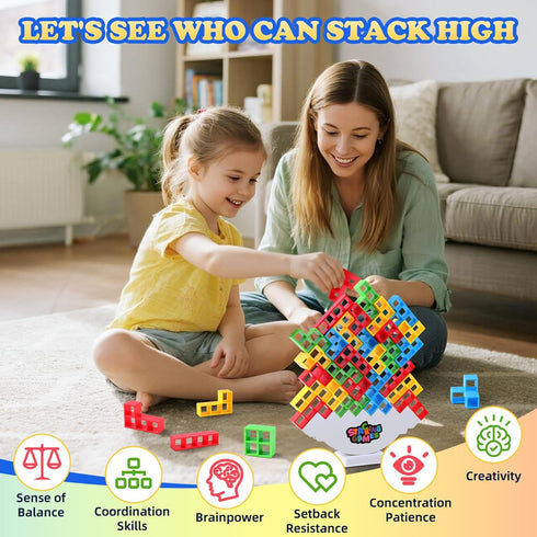 Generic 64 2 Pcs Stack Game for Adult & Kids, Balance Stacking Blocks Game for Players+ Family Games, Parties, Travel
