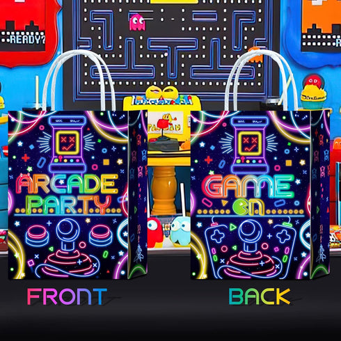16 Pieces Arcade Gaming Goodie Bags - Birthday Party Supplies, Treat Candy Favors for Kids Adults (Arcade-Blue)