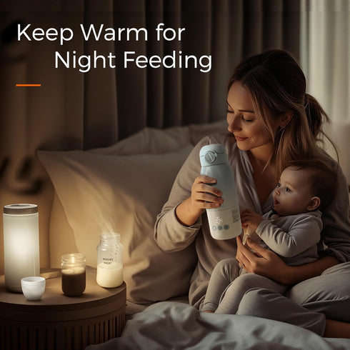 12 Portable Bottle Warmer for Travel, Dual Heating Modes for Breastmilk & Water, Portable Bottle Milk Warmer with Fast