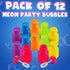 Mini Neon Party Bubbles for Kids - Pack of 12 Bulk Wands and Bottles for Blowing Bubbles, Birthday Party Favors