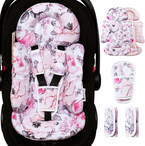 BOMOLOUR Infant Car Seat Insert, Enlarged Head Support for Baby Carseat, Reversible