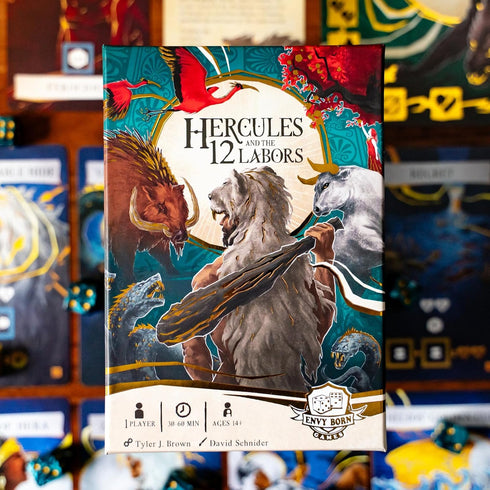 12 Immersive Envy Born Games Hercules and The Labors Solo Card & Dice Game | Mythology Strategy Adventure | Complete
