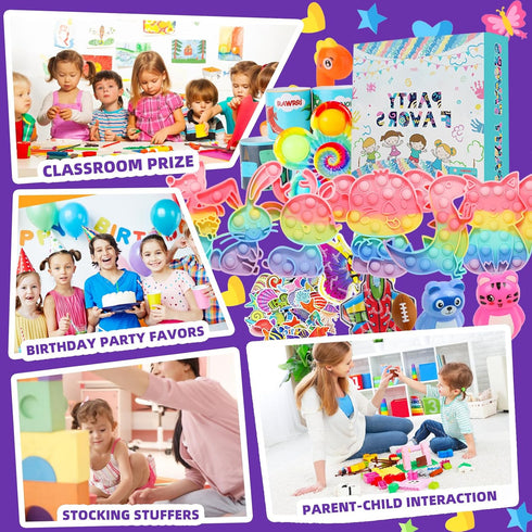 DKZ 1000Pcs Pack, Fidget Toys Bulk Party Favors for Kids, Stocking Stuffers, Treasure Box Chest, Birthday Party
