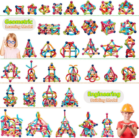 Set 6-9+Years COUOMOXA Magnetic Building Blocks STEM for Kids: Educational Magnetic for Old for Boys Girls