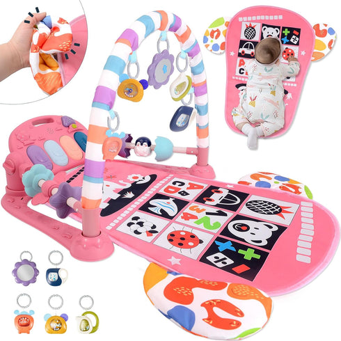 TAMOIE Baby Play Gym for 0-6 Months, High Contrast Tummy Time Mat, Kick