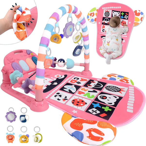 TAMOIE Baby Play Gym for 0-6 Months, High Contrast Tummy Time Mat, Kick