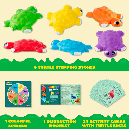 JOYIN Turtle Balance Stepping Stones - 6 Pcs Kids Jumping Stones, Toddler Obstacle Course Coordination Game for Ages 3+