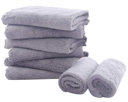 8 Pack Burp Cloths for Baby - Ultra Absorbent 20" x 10" Hand Washcloths, Newborn Towel Set (Grey)