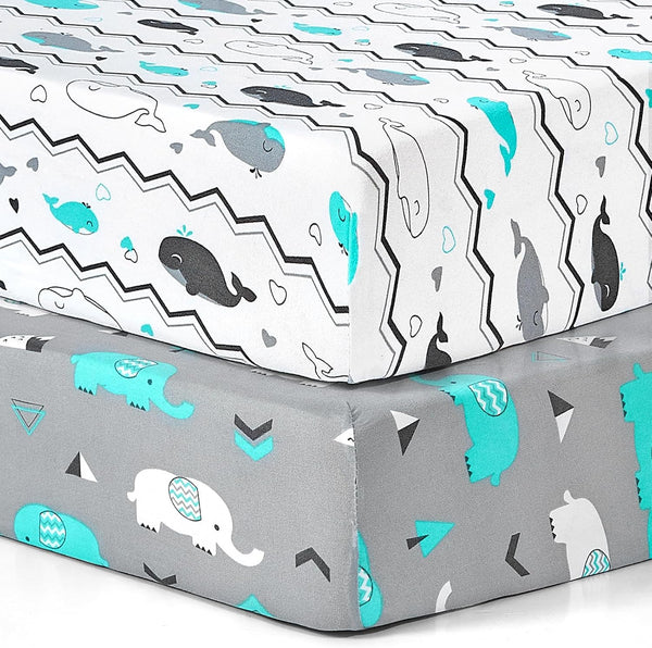 BROLEX Baby Fitted Crib Sheets: Kid Crib Sheets - Set of 2