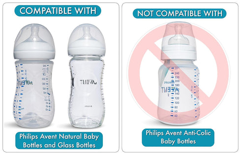 Straw Cup Conversion Kit for Philips Avent Natural Baby Bottles, 2-Count Food Grade Silicone Straw Nipples and Handles