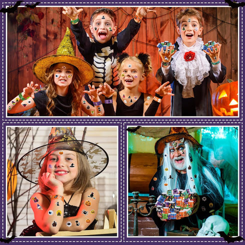 320 Pcs Halloween Slap Bracelets Party Favors for Kids, Halloween Treat Bag Stuffers and Stickers