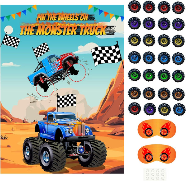 PLULON Pin The Wheels on The Truck Party Game for Kids, Birthday