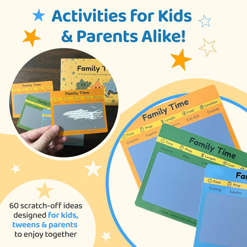 60 Family Time Scratch-Off Activity Cards with Day & Night Markers Fun Family Games for Kids & Parents Screen-Free