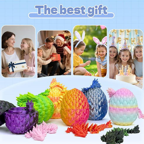 Aesinos 3D (32PCS) Printed Dragon Eggs with Dragon Inside,Articulated Crystal Dragon in Egg,Easter Basket Stuffers