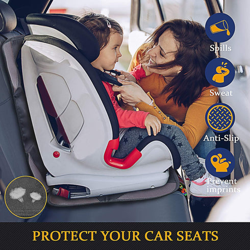 Ponjson Pockets-2 Pack Car Seat Protector, Auto Car Leather Seats Waterproof Thick Padding&Non-Slip Seat Cover Pad