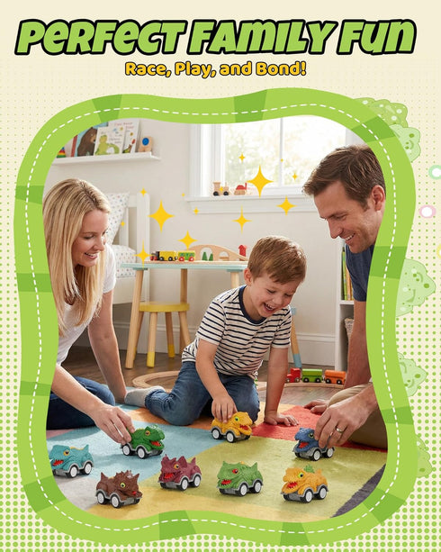 LADFAR 3-5, 8 3-5, Dinosaur Toys for Kids Pcs Dinosaur Monster Truck Pull Back Cars, Friction Powered Dino Toy Vehicles