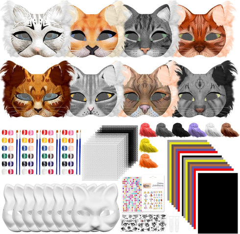 124 PCS Therian Mask Kit Cat Masks to Dress Up DIY Therian