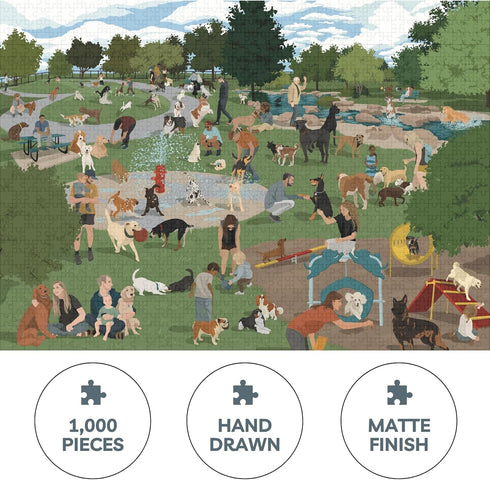 Theo's Puzzles 1000 Piece Puzzle for Adults, Dog Park Puzzles - Smooth Edged, High Resolution, Matte Finished Jigsaw