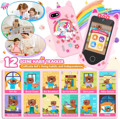 3 4 5 6 2.8 32 Kids Smart Phone for Girls Gifts - Toddler Christmas Birthday Gift for Age Year Old, Kids Cell Phone Toy