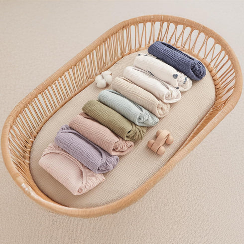 2-Pack Boys-100% 33"x17" Bearmoss Organic Baby Bassinet Sheets for Girls, Cotton Bassinet Mattress Sheets Compatible
