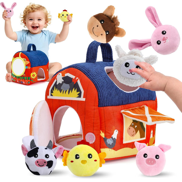 ZXHWTG Baby Toys 6-12 Months, Soft Barn Montessori Sensory Infant Toy for 6