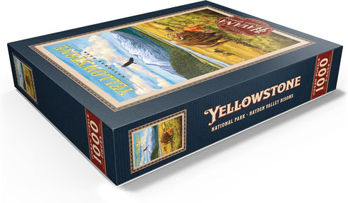MyPuzzle Yellowstone National Park Vintage Travel Poster, Hayden Valley Bisons - Premium 1000 Piece Puzzle