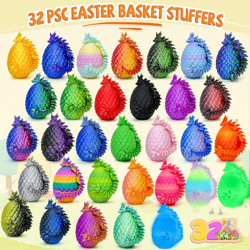 Navoxa 32pcs 3D 3D (32pcs) Printed Dragon Eggs, Dragon Eggs with Dragon Inside,Prefilled Easter Dragon Egg