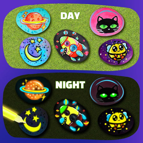 Set 6 7 8 9 10 11 12 EPUMP Rock Painting Kit for Kids - Glow in The Dark Arts and Crafts Supplies Kits for Girls Boys