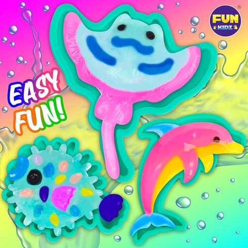 25 16 Summer Ocean Magic Water Elves Toys Kit, FunKidz Aqua Squishy Craft Kit for Kids Bright Ocean Colors Gel Ocan