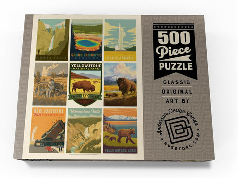 MyPuzzle Yellowstone National Park: 150th Anniversary Commemorative Print, Vintage Poster - 500 Piece Jigsaw Puzzle