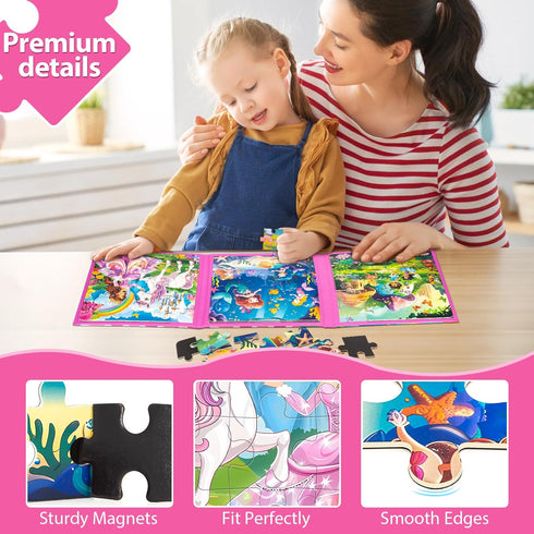 Princess Magnetic Puzzles for Toddlers 3-5 - 20-30 Pieces Mermaid Puzzles for Kids Ages 4-6 Birthday Gifts