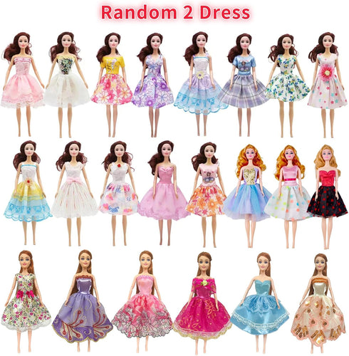 13 Pcs Doll Clothes and Accessories for 11.5 Inch Girl Dolls, Including Dresses, Tops, Pants, and Pajamas