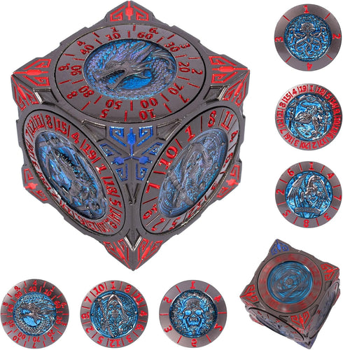 DND Spinner Dice - 7-in-1 Metal Dice Set with 3D Relief Dragon