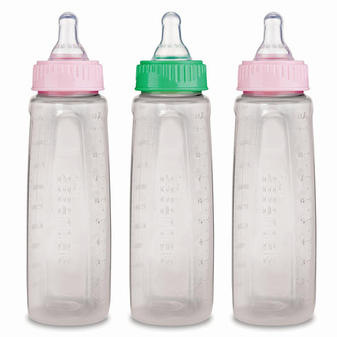 3 Pack Gerber First Essential Clear View Plastic Nurser With Latex Nipple, BPA Free, Colors may vary