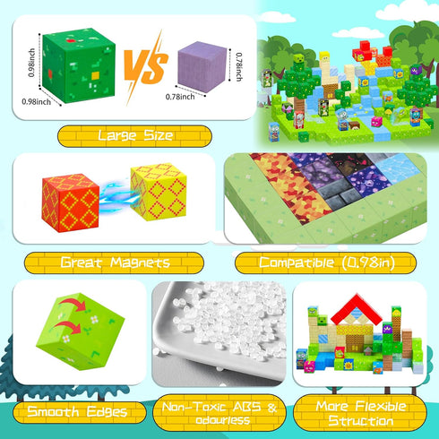 Blocks-120pcs 4-8, SKTMYY Magnetic Game Magnetic Building Blocks for Kids Ages STEM Sensory Magnet Blocks Cubes Toys