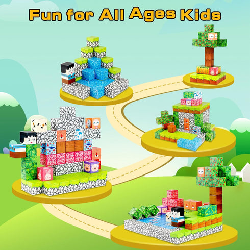 128Pcs 3+, Magnetic Blocks Magnetic Building Blocks, Kids Toys for Boys and Girls Age Educational Sensory Magnetic