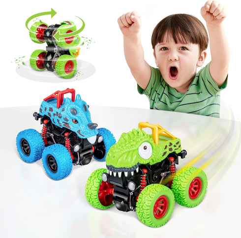 LODBY Dinosaur Toys Pull Back Vehicles, Monster Truck for Boys Age 2-5, Dino Cars for Christmas Birthday Gifts